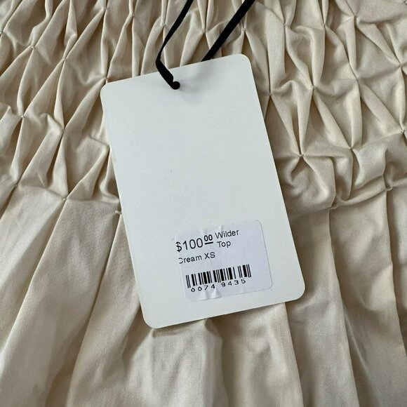 Joh Wilder Top Oversized Smocked Blouse in Cream -XS - Picture 6 of 9